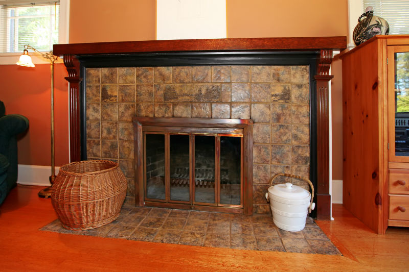 Fireplace with glass door
