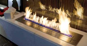 dancing flames of a gas fireplace 